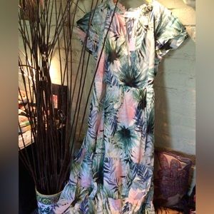 1 left ! Lavender Brown Palms maxi dress